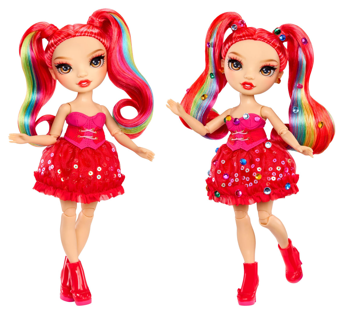 Glossy Vivienne Rouge hair with long lashes and luminous eyes