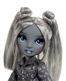 Luna Madison in grey pajamas invites cozy play sessions and bedtime routines.