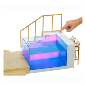 Rainbow High Pacific Coast wood deck with palm trees for a luxe poolside vibe