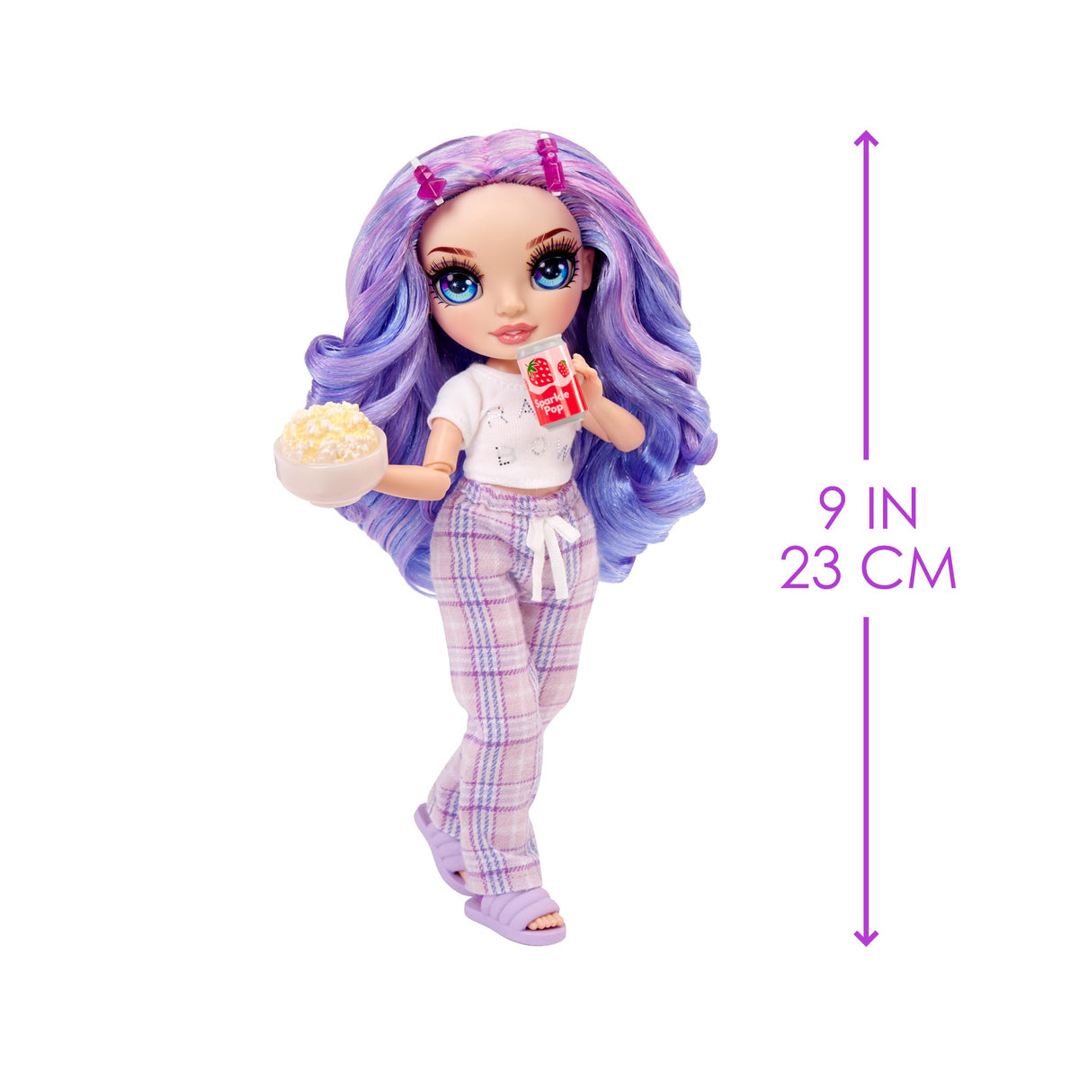 Rainbow High Violet 9-inch articulated doll designed for dynamic posing.