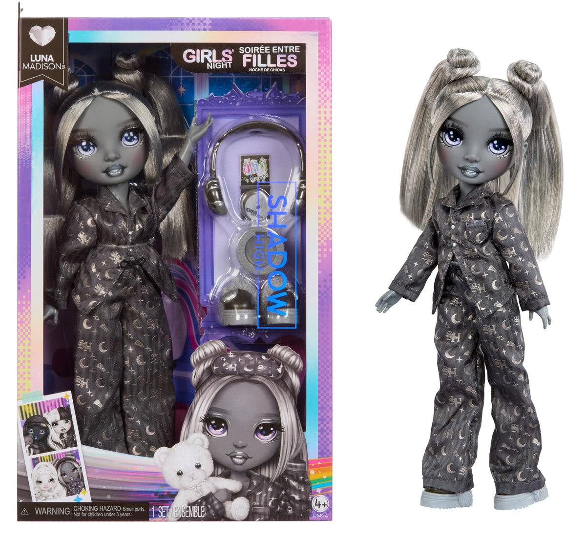 Rainbow High Shadow High Luna Madison grayscale doll with detailed features for imaginative play.