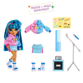 Rainbow High Skyler blue doll pose ideal for stage play.