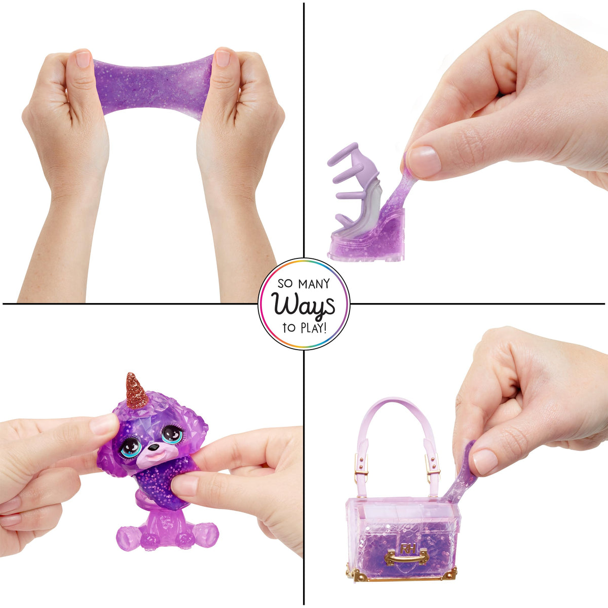 Rainbow High sparkle slime kit with crystal shaker for DIY shimmer slime.