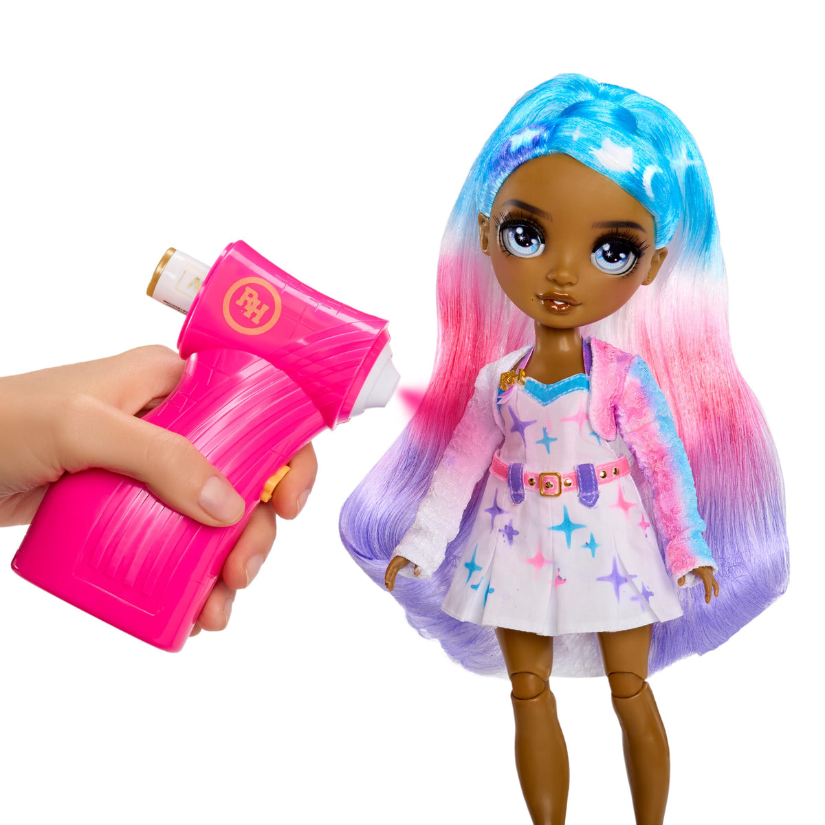 Rainbow High white-dressed fashion doll ready for color designs.