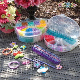 Rainbow Loom Alpha beads and pony beads add variety and texture.