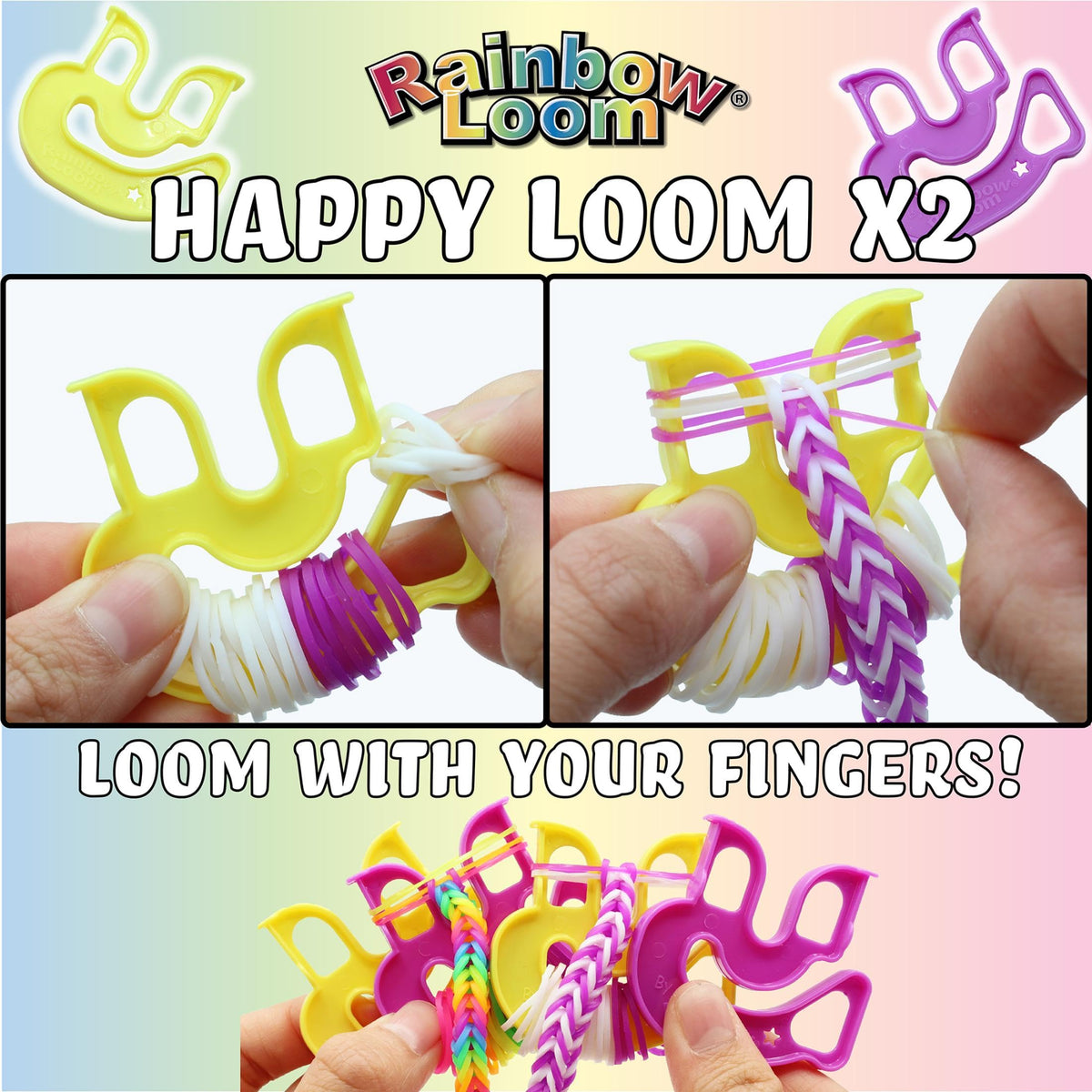 Rainbow Loom Loomi-Pals 17-band set with two glow colors for night crafts