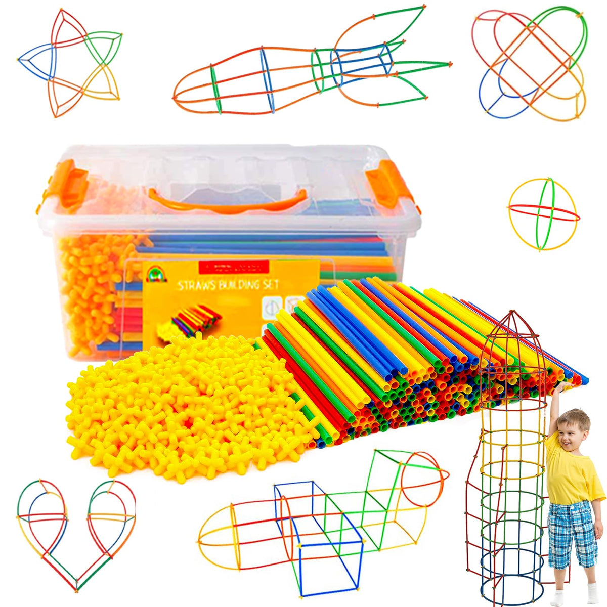 Rainbow Toyfrog Straw Constructor 800 pcs box enables creative building and engineering play.