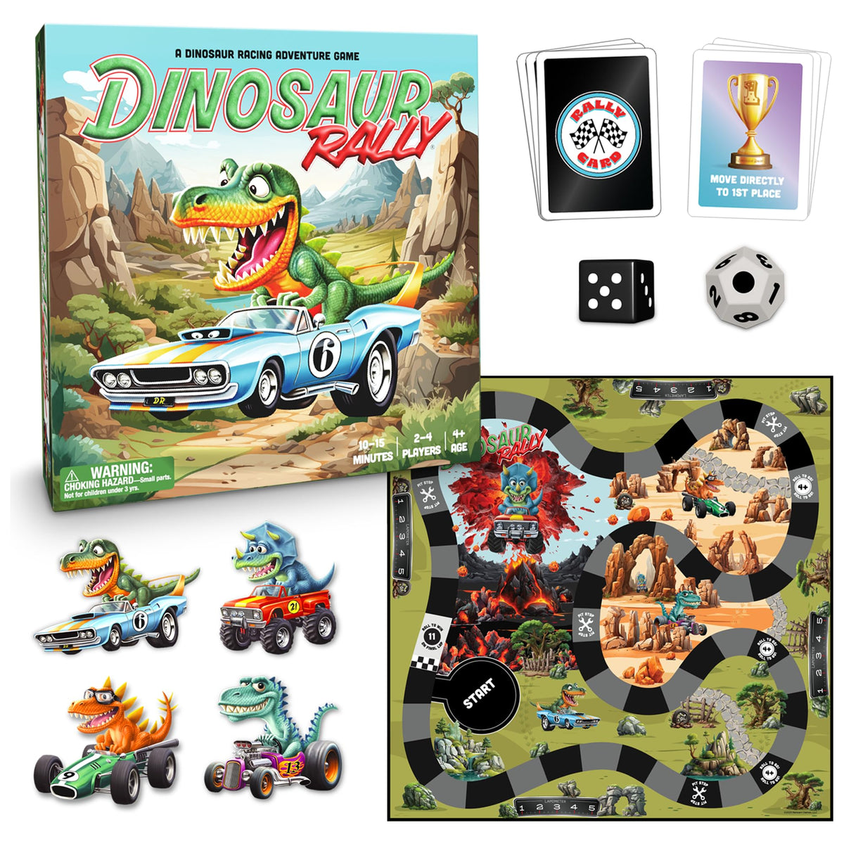 Rainbow Unicorn Rescue Raincorn Games Dinosaur Rally dinosaur figures for durable game pieces.