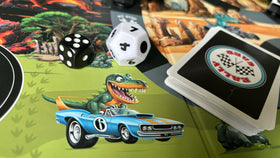Rainbow Unicorn Rescue Raincorn Games Dinosaur Rally game box with colorful components.