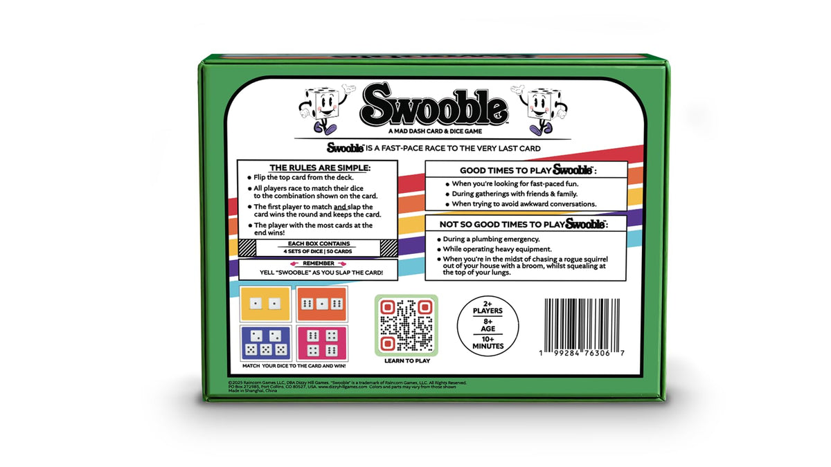 Rainbow Unicorn Rescue Swooble dice roll close-up highlights fast rounds
