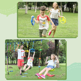 Rainbow Craft Ninja monkey bars 2pc installed for elevated play