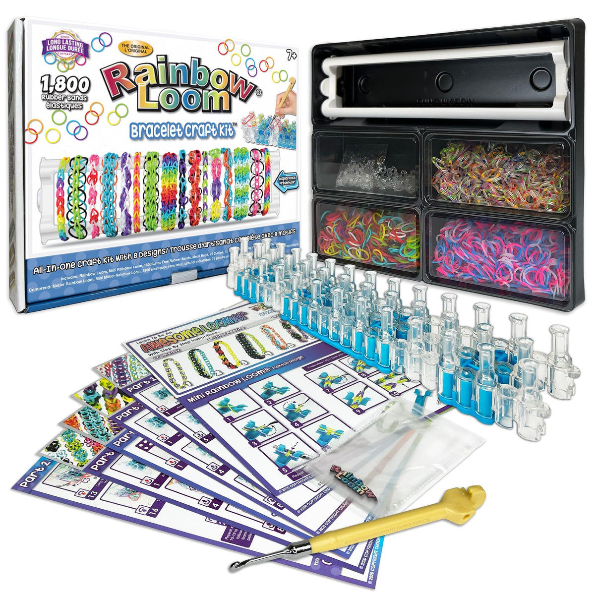 Rainbow Loom Bracelet Kit carrying case keeps supplies organized on the go.