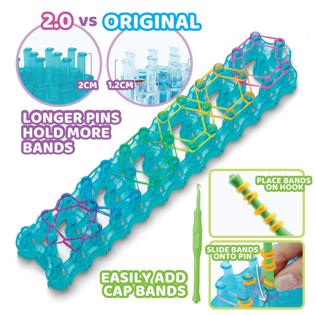 Rainbow Loom Loomi-Pals Mega set includes simple instructions and beginner-friendly tools.