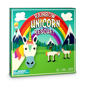 Raincorn Games Rainbow Unicorn Rescue box for family game night.