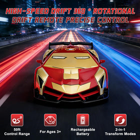 Rakay Iron Man RC drift action demonstrates 360-degree movement for stunts