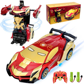 Rakay Iron Man RC car front view with blue LEDs for exciting playtime