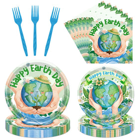 Rakuto Happy Earth Day plates 9-inch with Earth motif for eco-friendly events.
