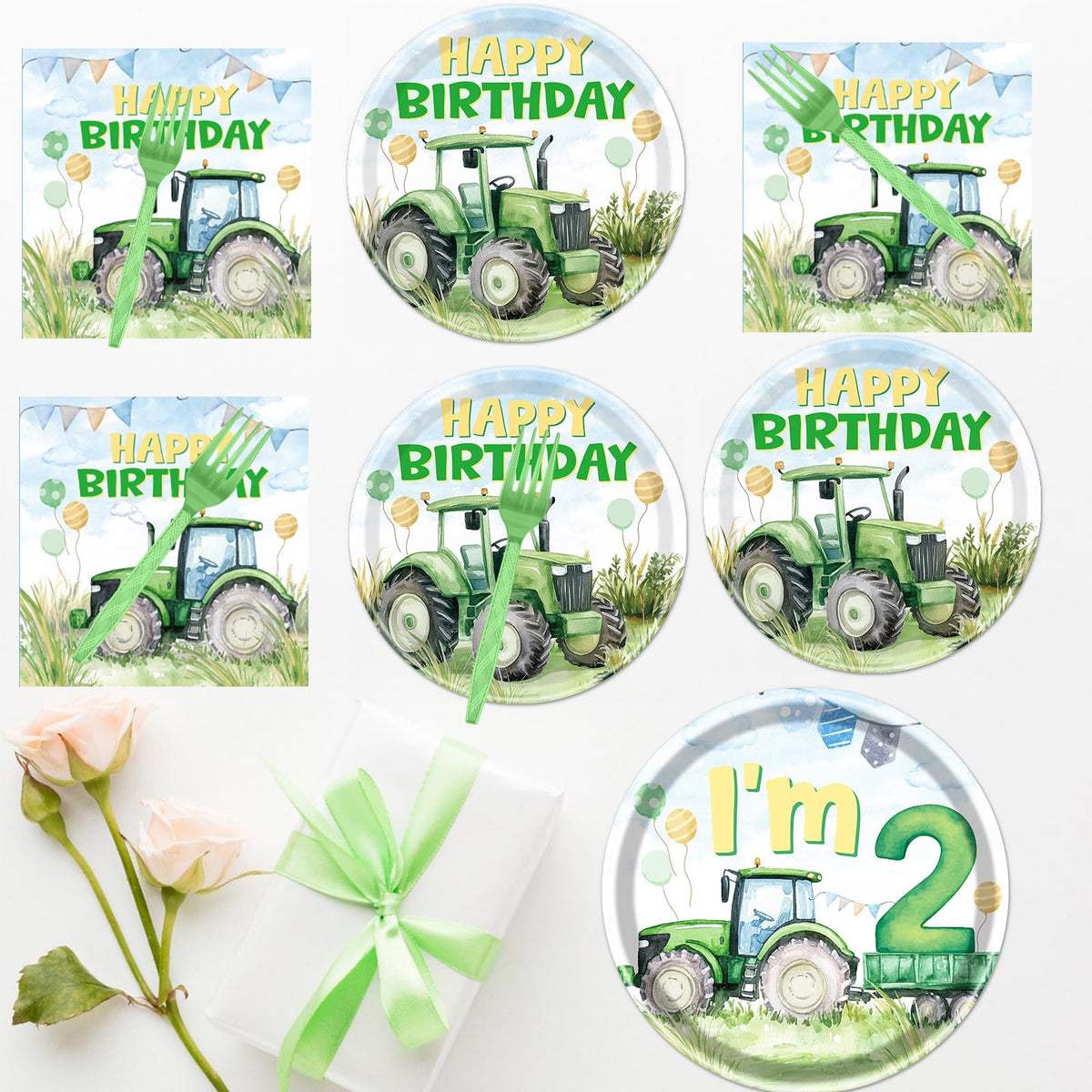 Rakuto Tractor party pattern adds farm-themed charm to tables