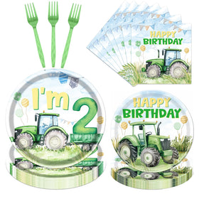 Rakuto Tractor 7-inch plates with playful farm design for toddler meals