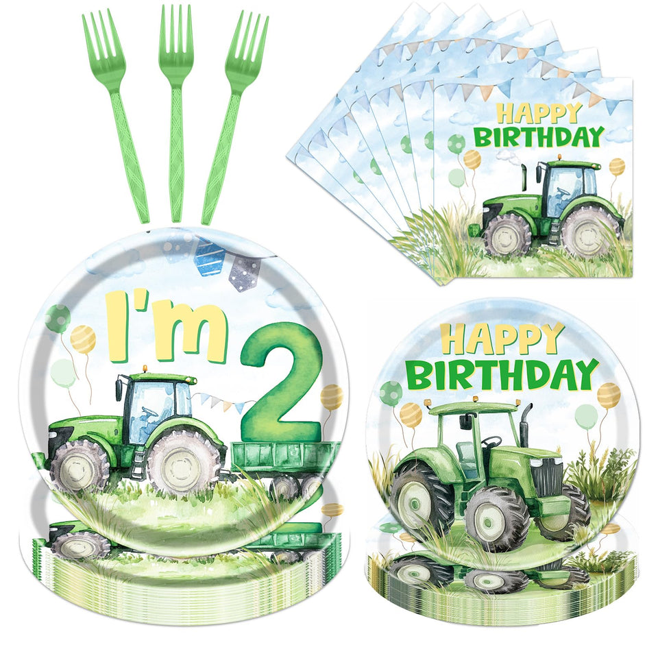 Rakuto Tractor 7-inch plates with playful farm design for toddler meals