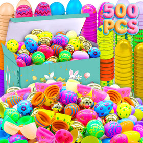 RALLYPANDA 500Pcs empty Easter eggs in bright colors ready for festive egg hunts