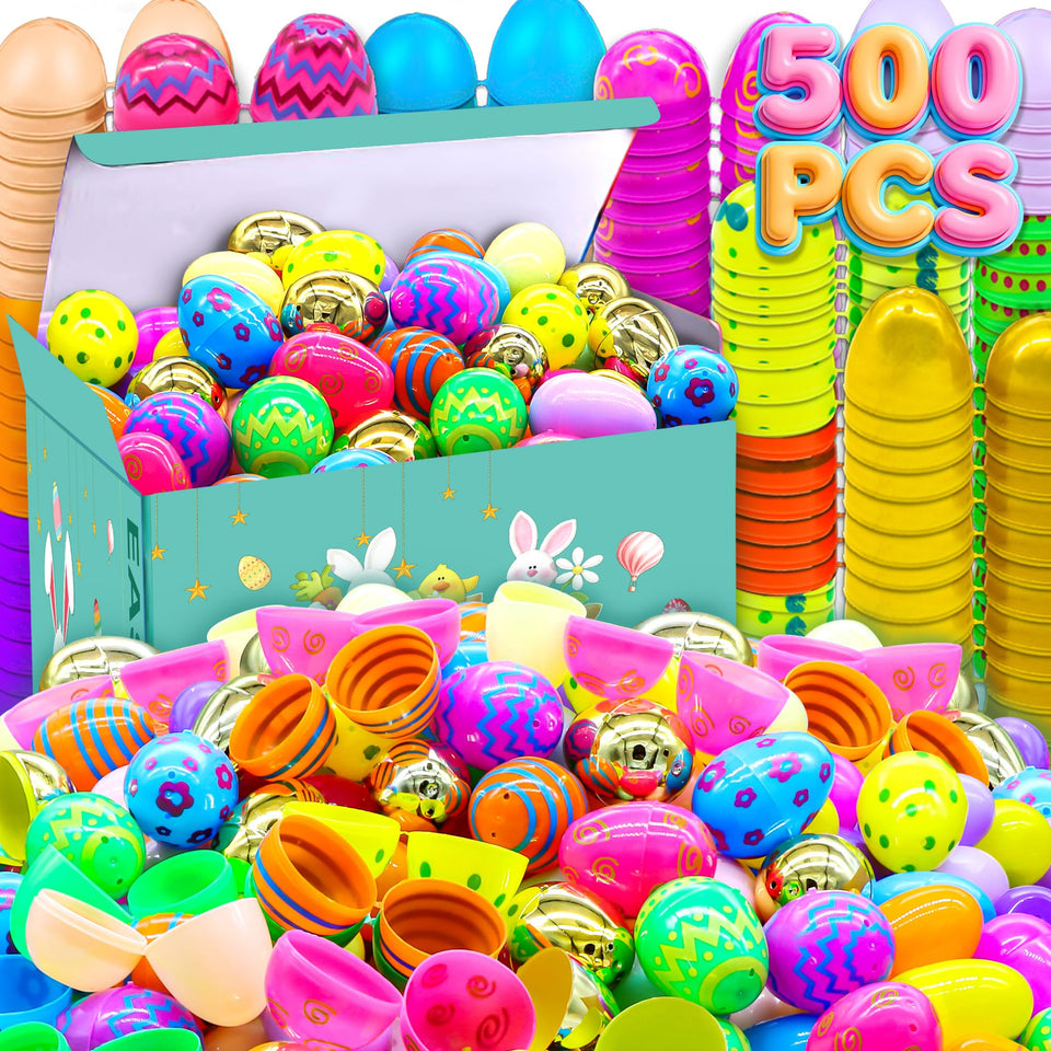 RALLYPANDA 500Pcs empty Easter eggs in bright colors ready for festive egg hunts