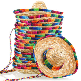 Ramede mini sombrero hats, 18-pack, ready for colorful fiesta decor and role play.