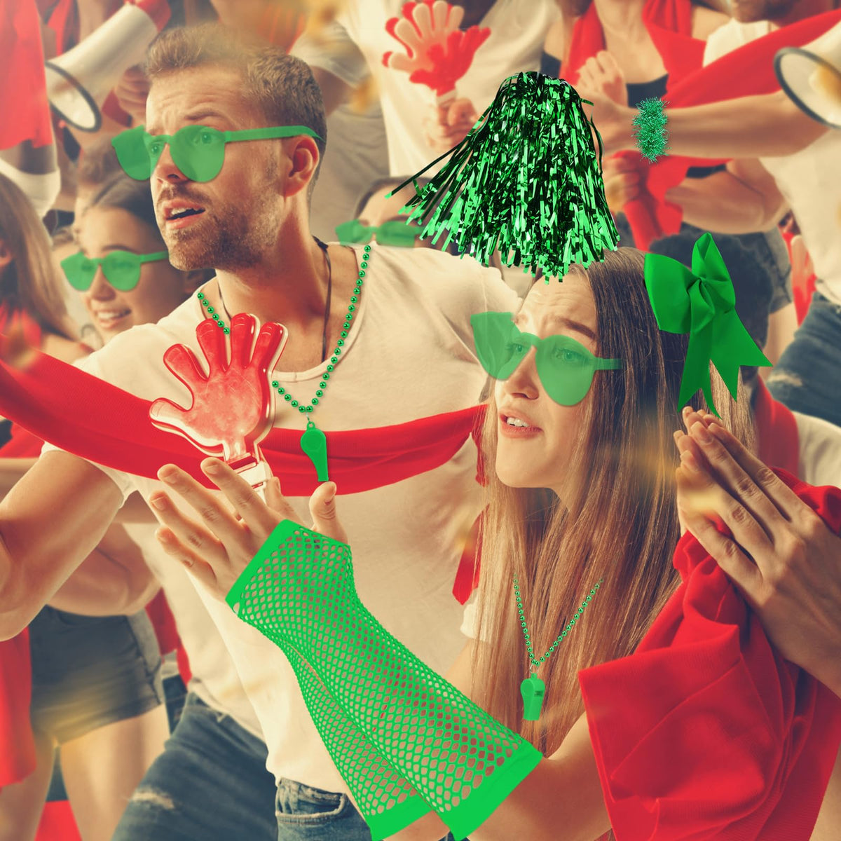 Ramede green glasses complete a vibrant sports look
