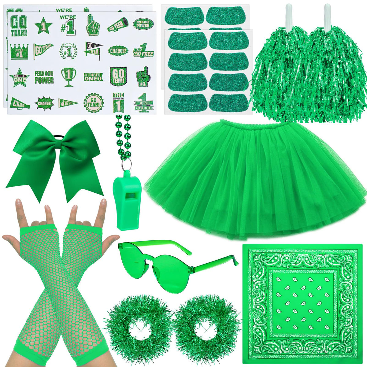 Ramede green spirit pom poms for spirited cheering at games