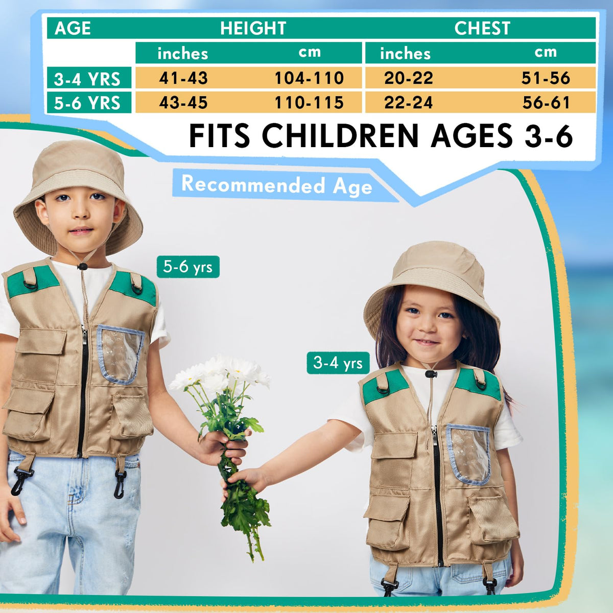 Ramede Kids Safari Explorer Hat green wide brim sun shade during play