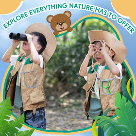 Ramede Kids Safari Explorer Vest pockets in use with small treasures