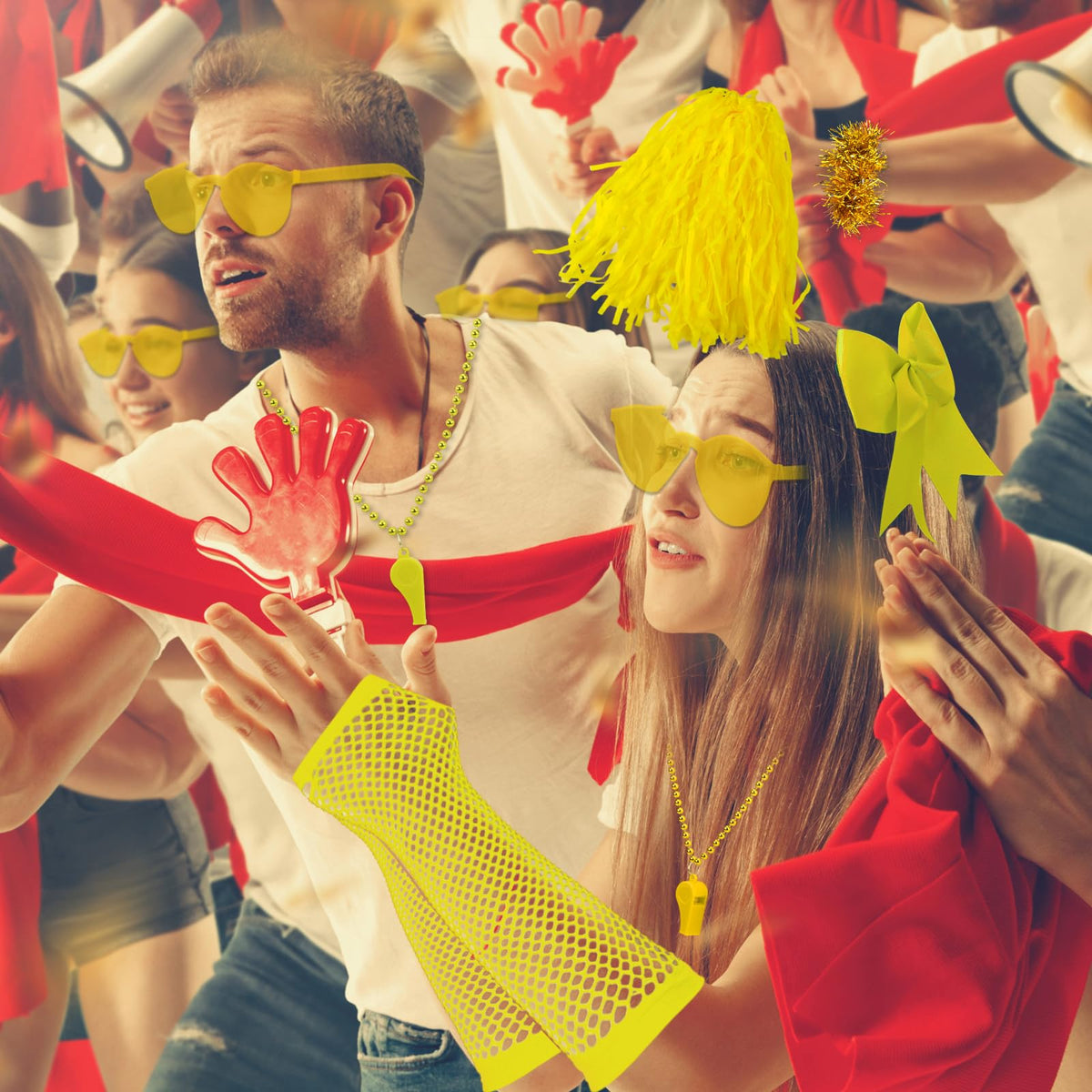 Ramede Yellow whistles necklace pairs with outfits for coordinated rallies.