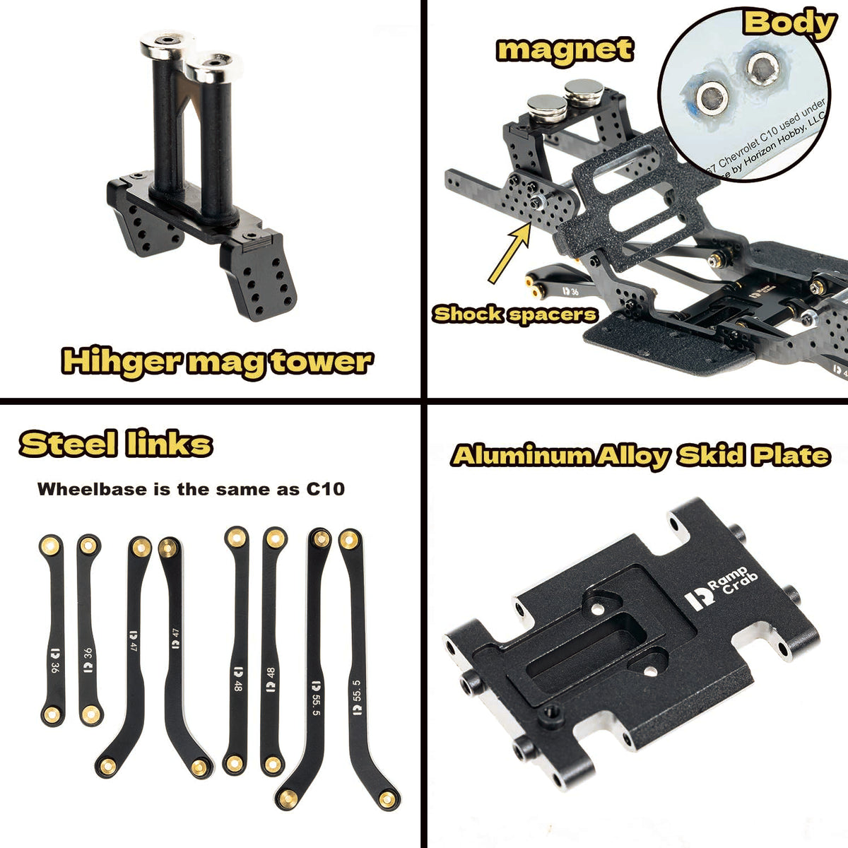 RampCrab SCX24 aluminum skid plate protects underbody during crawls.