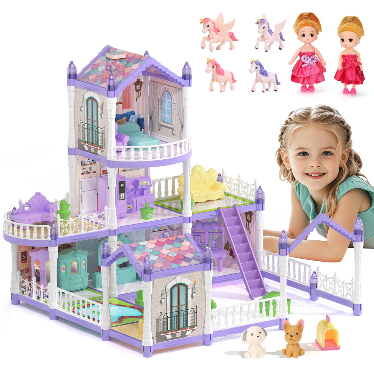 Randhar Lilac Doll House exterior showcases purple finish for imaginative play