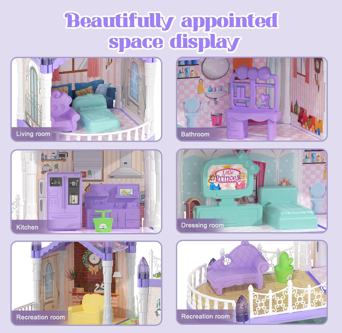 Randhar Lilac Doll House open-structure enables shared play among kids