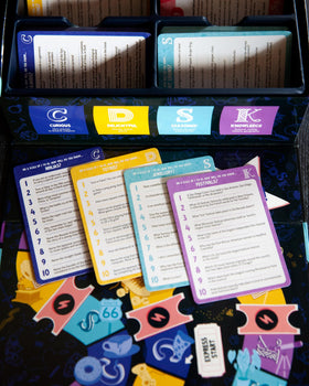 Randolph CDSK category cards visible, four quirky themes spark discussion.