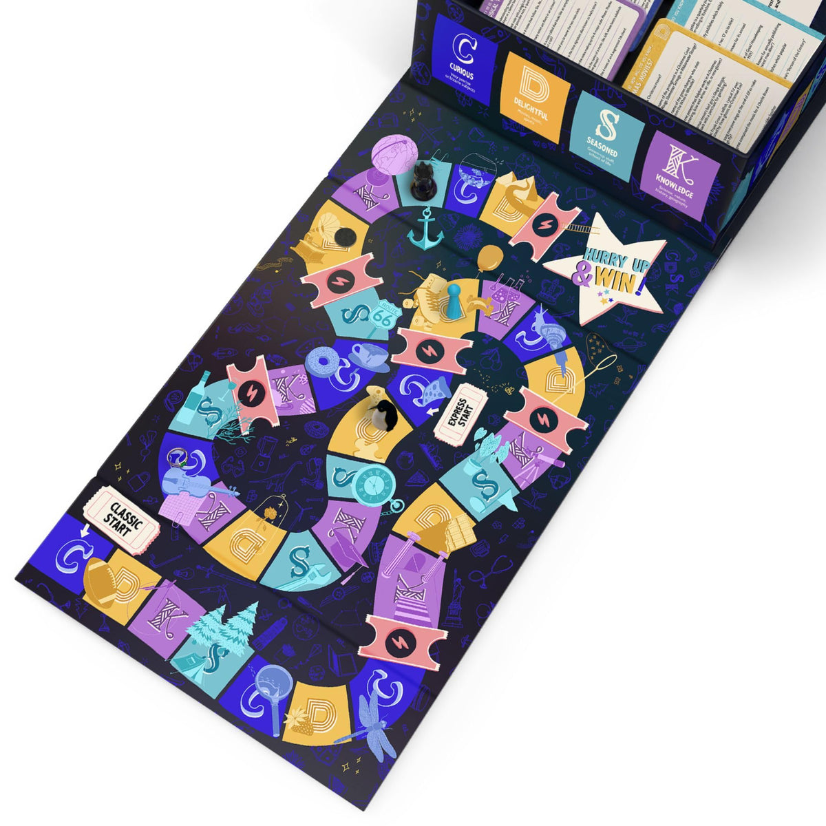 Randolph CDSK trivia cards showing variety and difficulty levels.