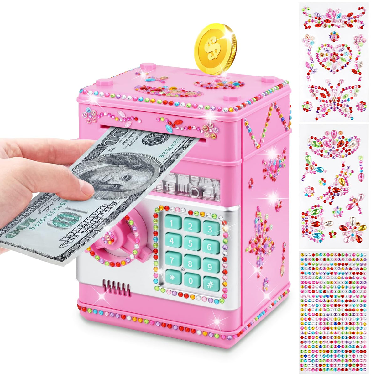 Ranphykx piggy bank front view showing a safe, kid friendly savings tool.