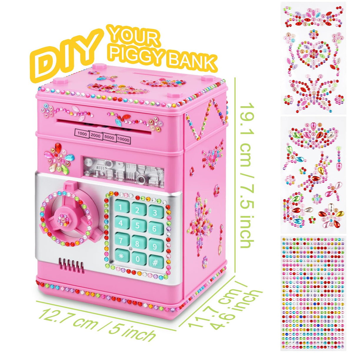 Ranphykx piggy bank large capacity inside supports growing savings.