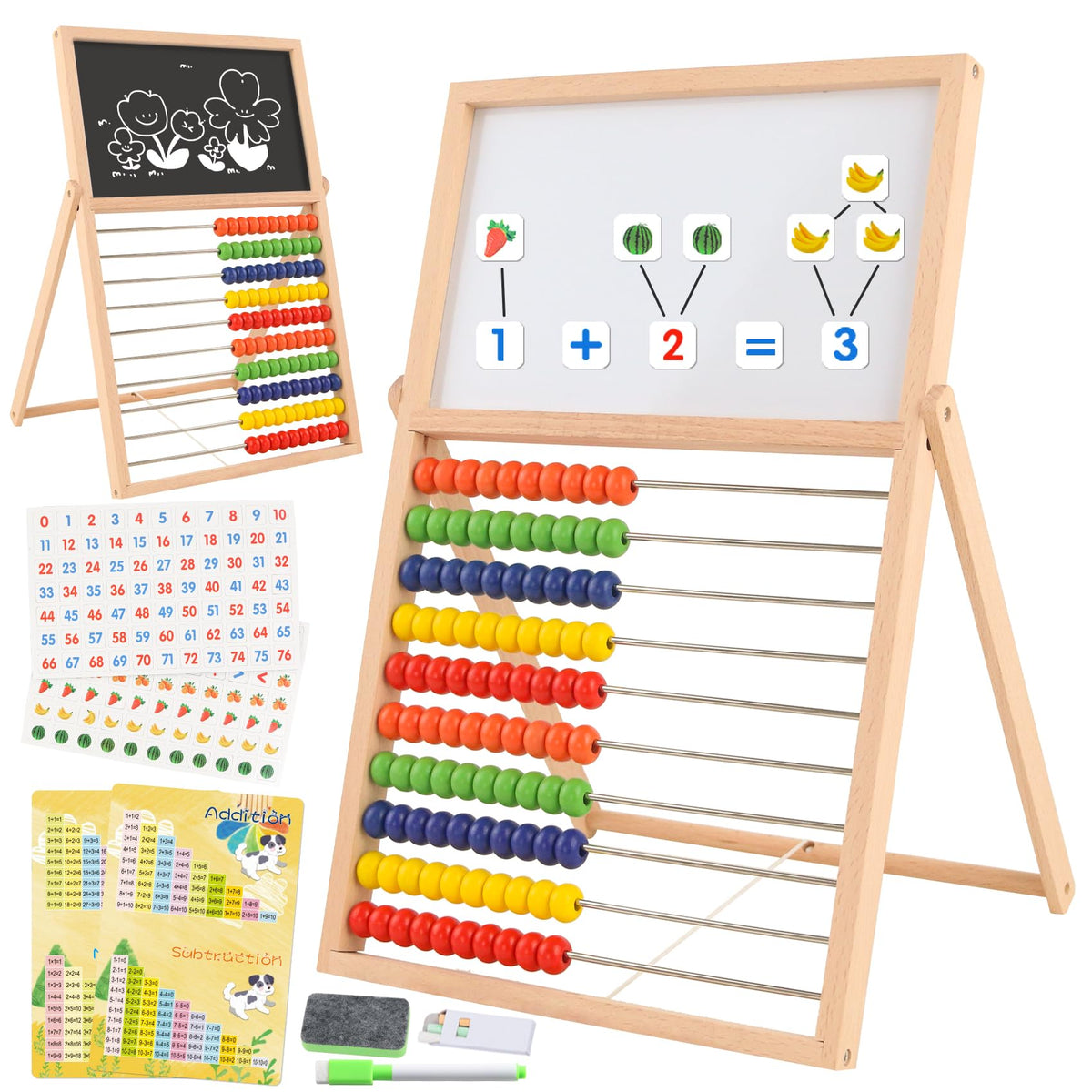 Ranqibo wooden abacus double-sided board for versatile learning and creative play at home