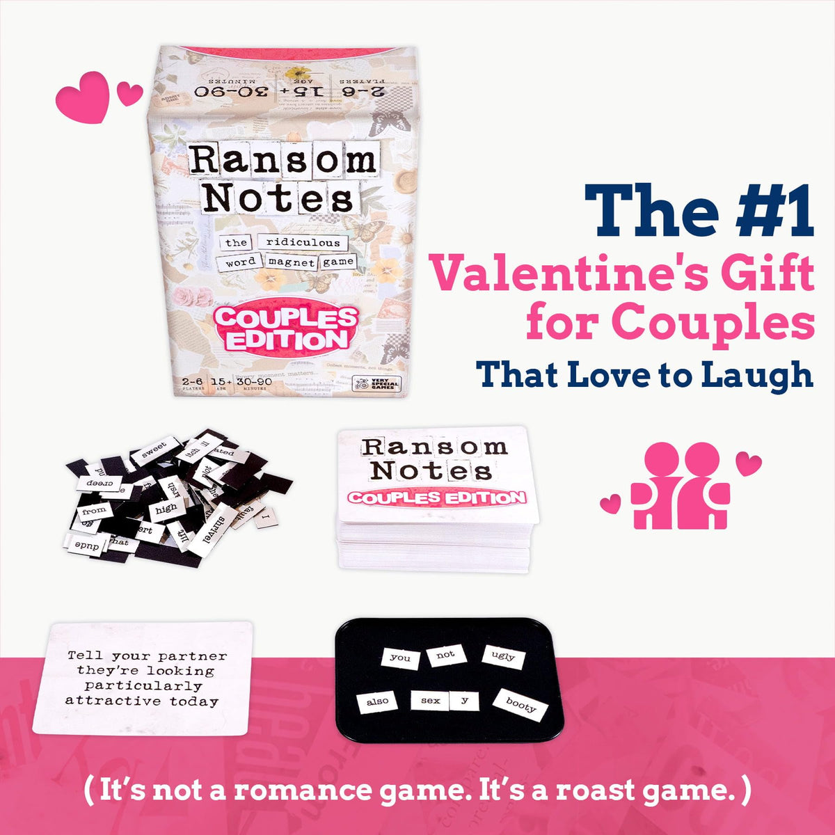 Ransom Notes magnets highlight the 660-word set for quick, hilarious sentence creation.