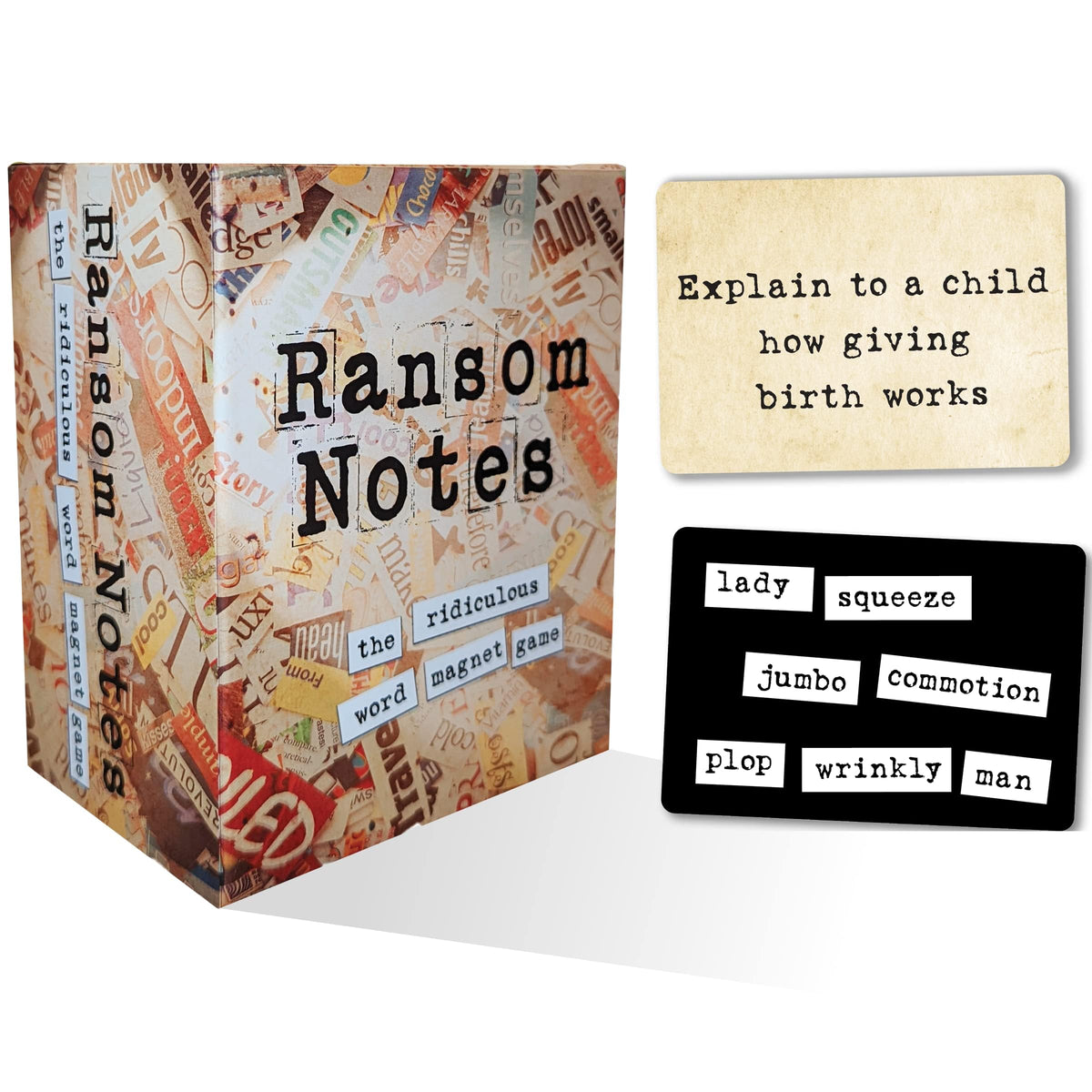Ransom Notes word magnets laid out for fast, funny responses.