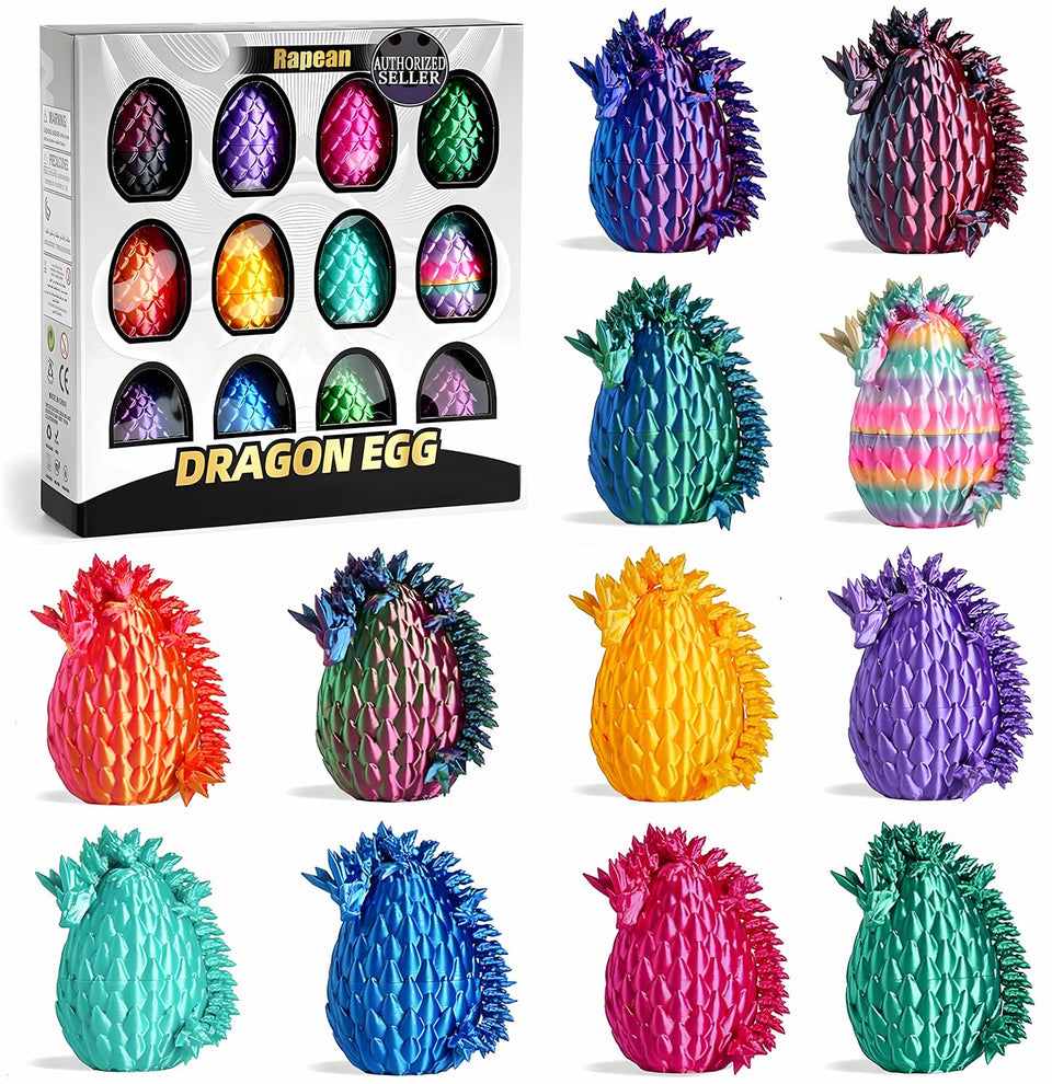 Rapean dragon egg 12-pack with hidden figure for imaginative play and Easter decor.