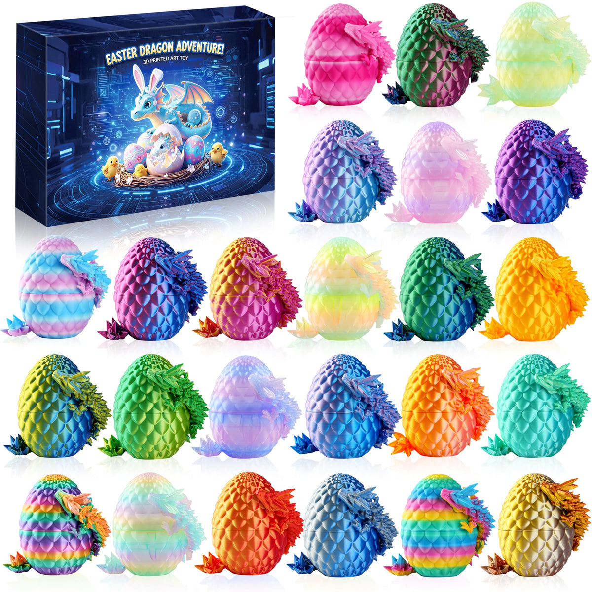 Rapean dragon eggs 4-pack on display, ideal fantasy decor and gift-ready.