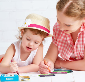 Regular-sized crayons with comfortable grip for long coloring.