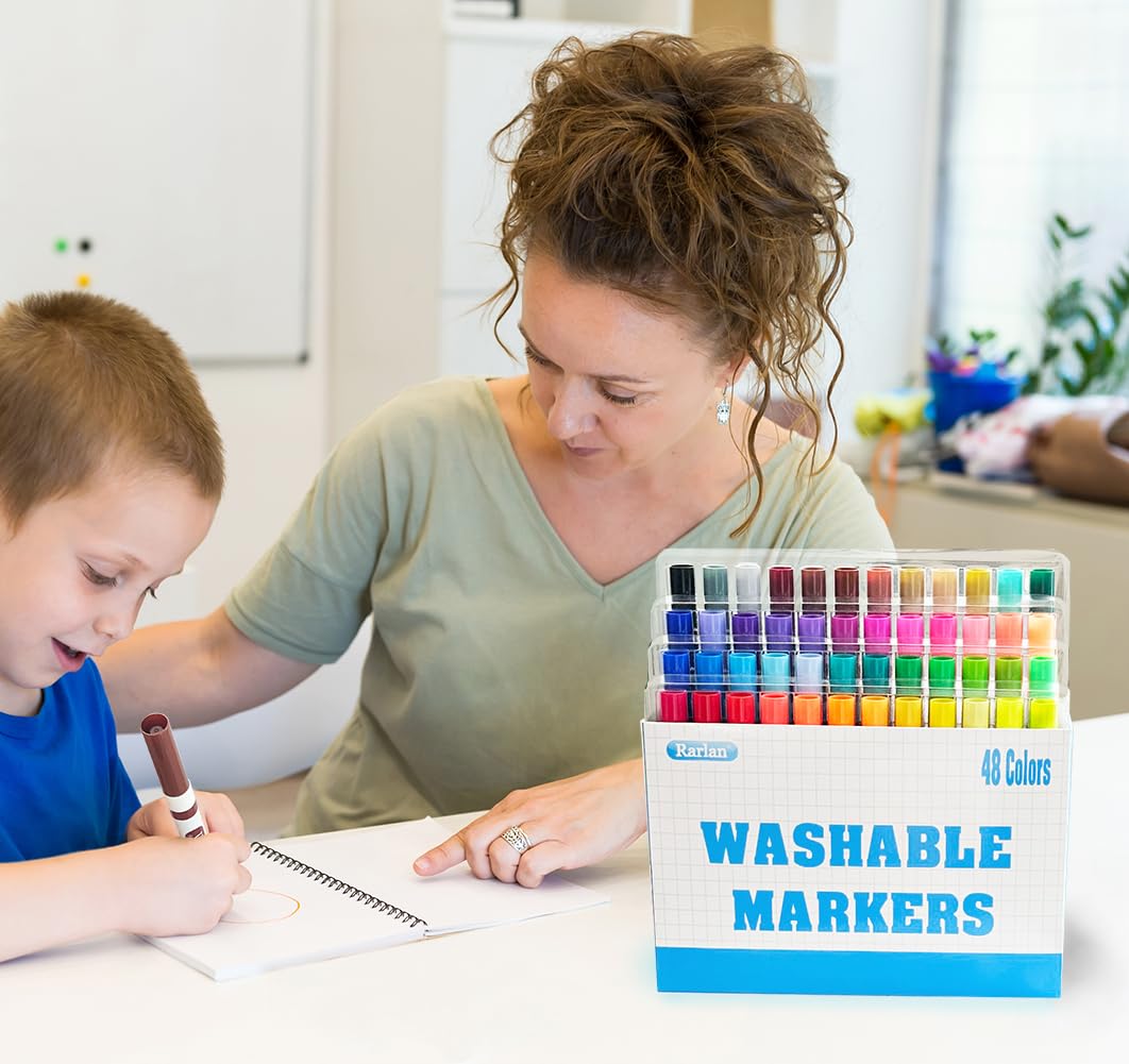 Rarlan kid-friendly markers for ages 3 and up with washable ink
