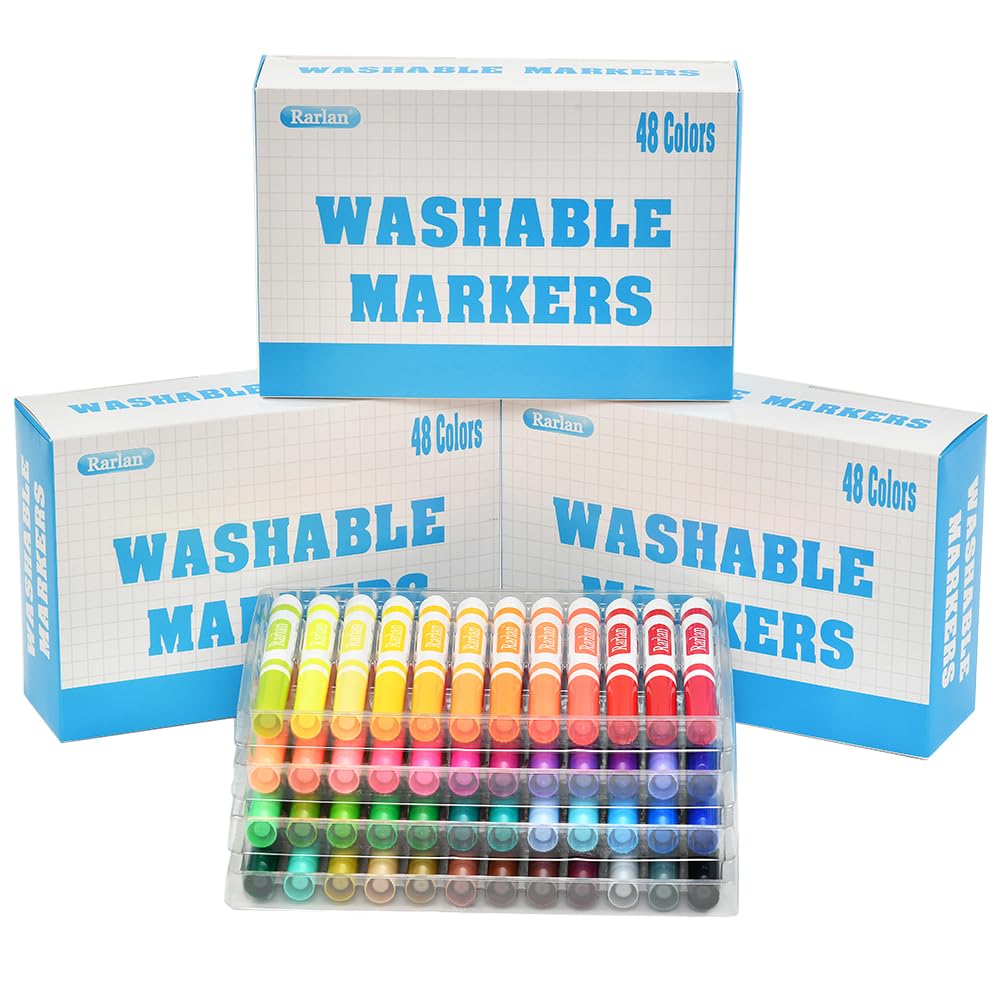 Rarlan washable markers 144-count bulk pack in vivid hues for classroom projects