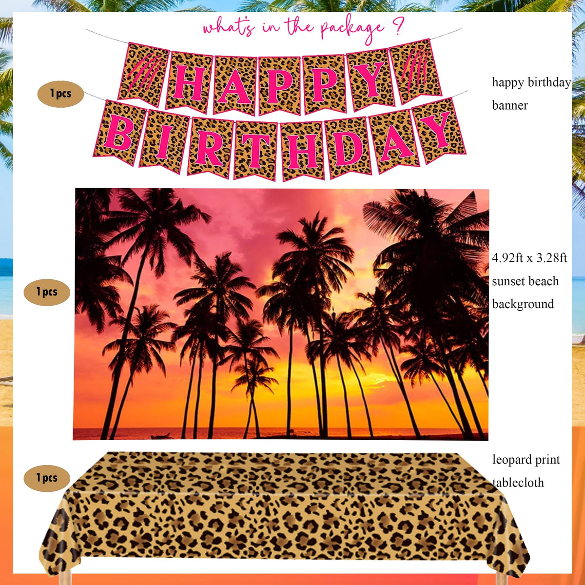 Rastaquo sunset beach backdrop—sets tropical scene perfect for photos and dancing