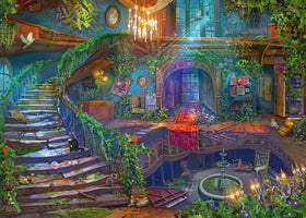 Ravensburger Hotel Vacancy lobby graffiti image highlights detailed art for a calming adult puzzle session