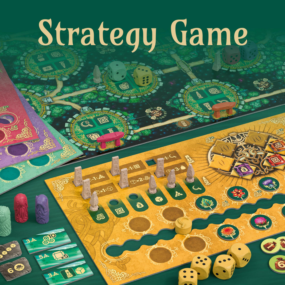 Ravensburger Alea The Druids of Edora Rewood markers add tactile, immersive gameplay.